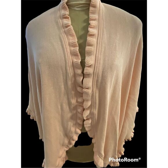 Baby Pink Sweater Cape One Size Spring Easter - Picture 2 of 4